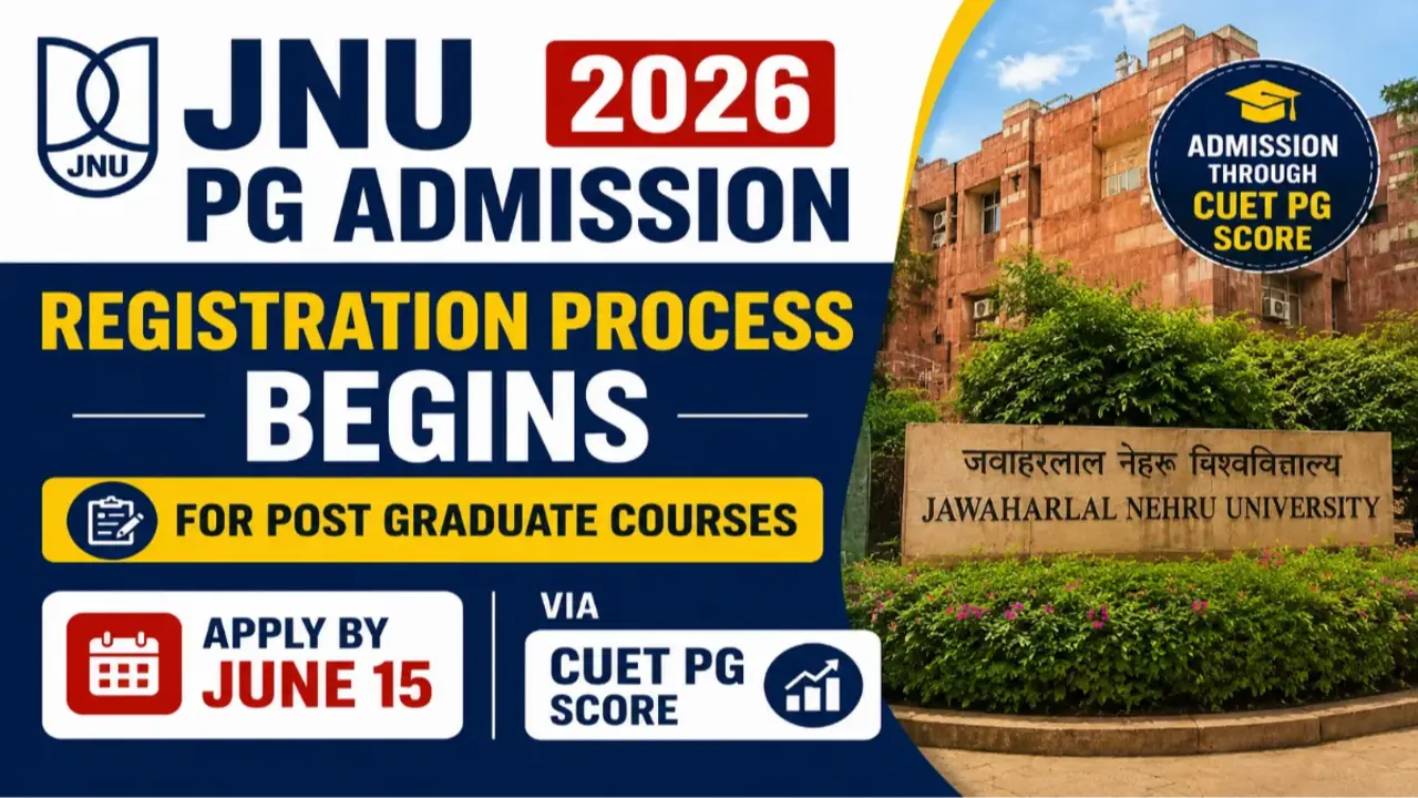 JNU PG Admission 2026: Registration Process Begins for Post Graduate Courses; Apply by June 15 banner - Latest Answer Keys 2025